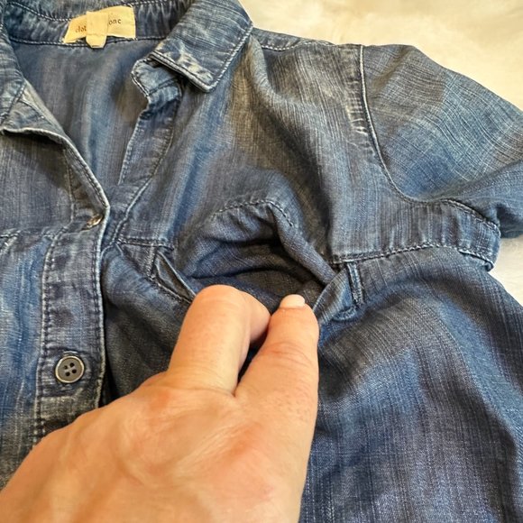 cloth & stone Anthro Buttoned Shirt Denim Chambray Boho Western XS #B2030-549 - Picture 6 of 10